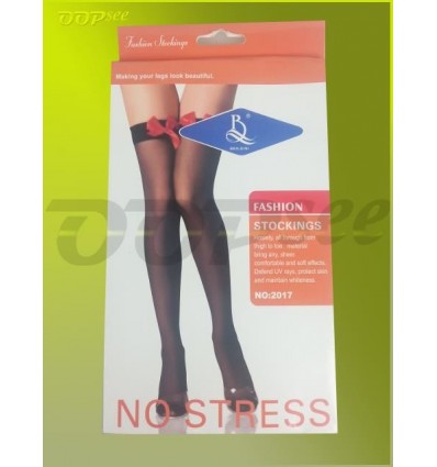 Black with Red Ribbon Stockings