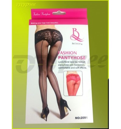 Fishnet pantyhose with backseam